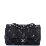 Classic Double Flap Bag Printed Denim Medium