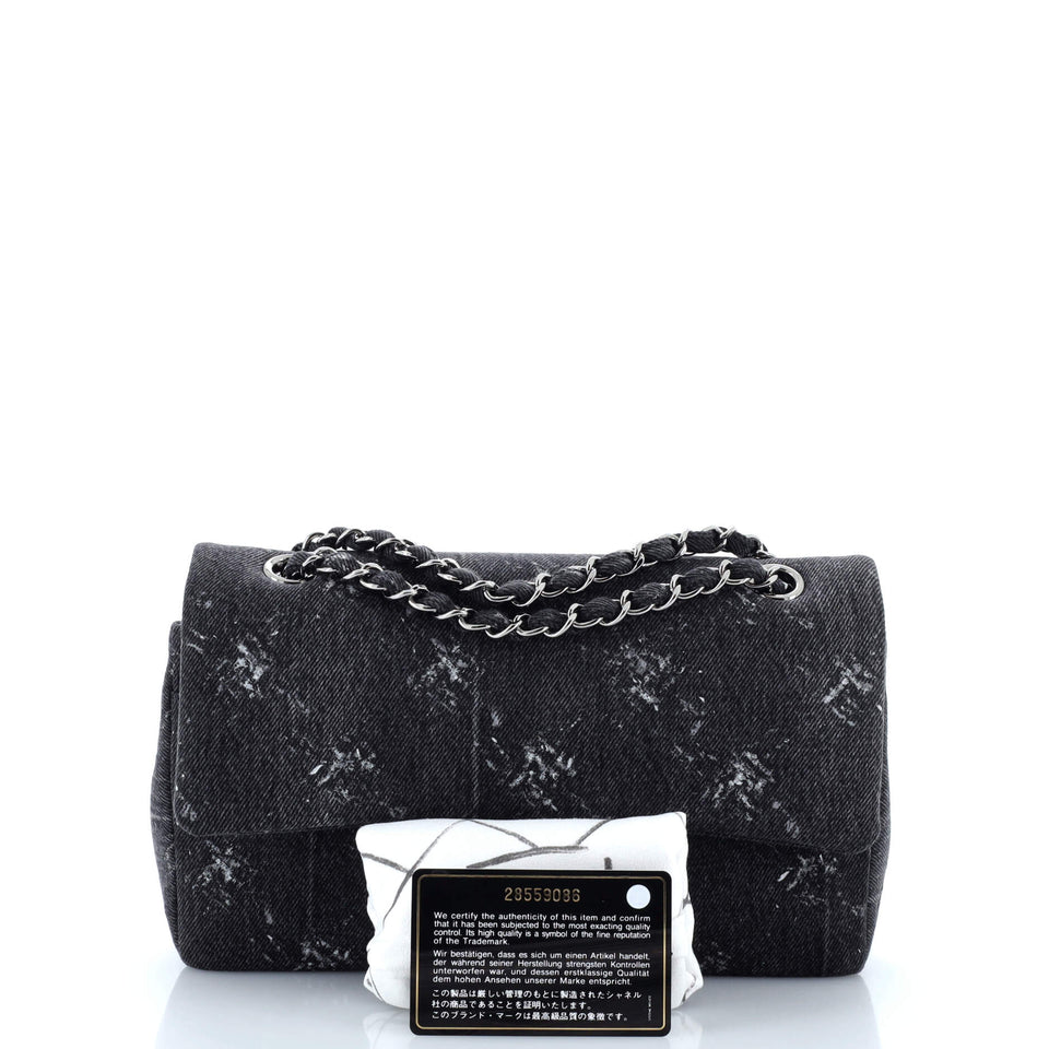 Classic Double Flap Bag Printed Denim Medium