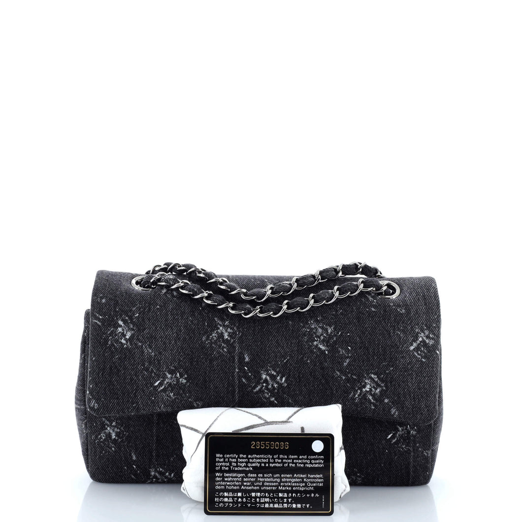 Classic Double Flap Bag Printed Denim Medium