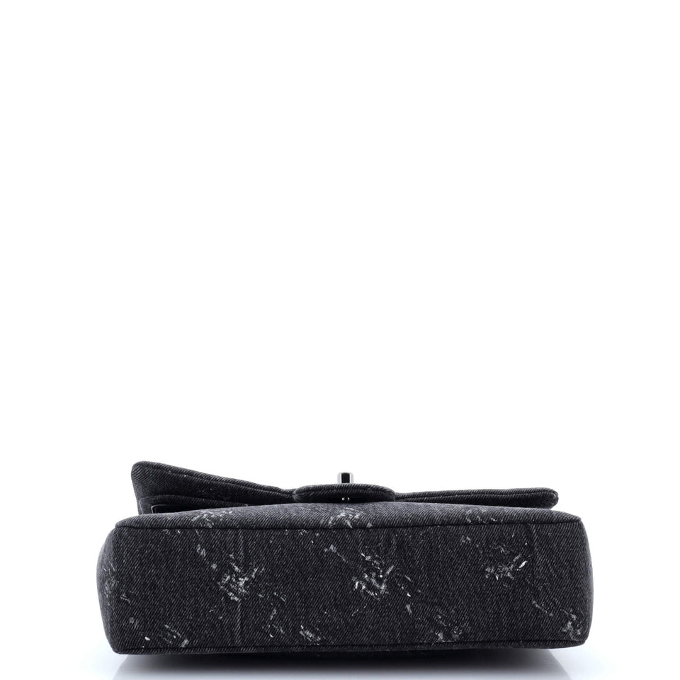 Classic Double Flap Bag Printed Denim Medium