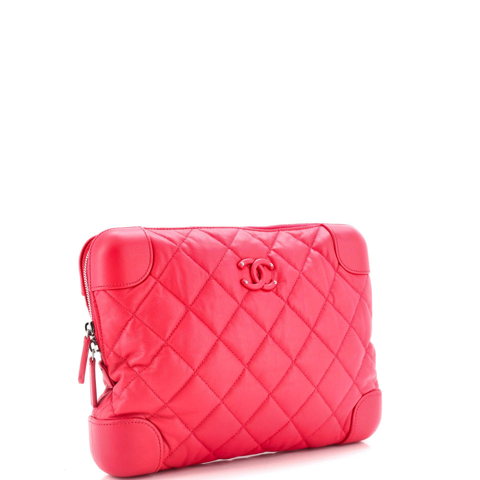 Covered CC Zip Pouch Quilted Lambskin Medium