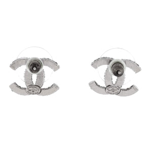 CC Stud Earrings Metal with Crystals