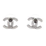 CC Stud Earrings Metal with Crystals