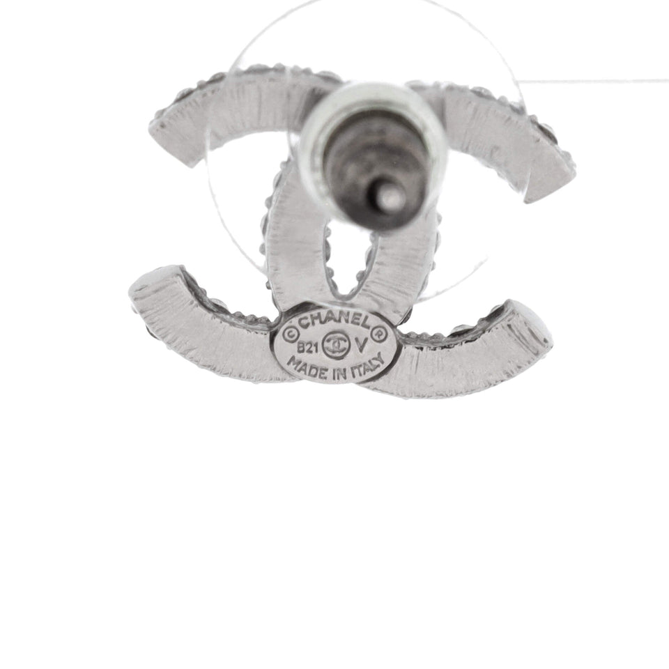CC Stud Earrings Metal with Crystals