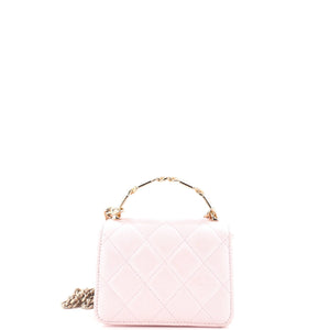 Coco Enamel Top Handle Flap Clutch with Chain Quilted Lambskin