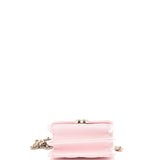 Coco Enamel Top Handle Flap Clutch with Chain Quilted Lambskin