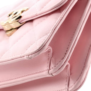 Coco Enamel Top Handle Flap Clutch with Chain Quilted Lambskin
