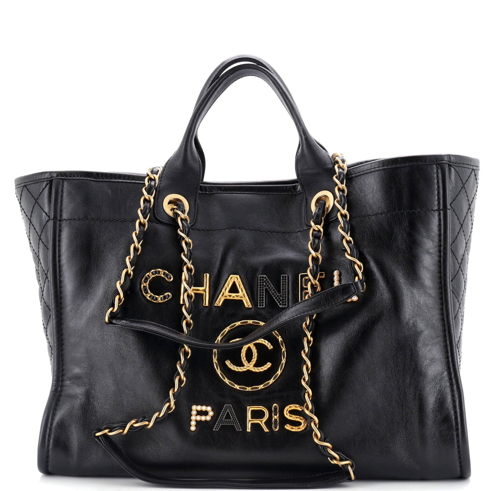 Deauville Tote Embellished Shiny Calfskin Medium