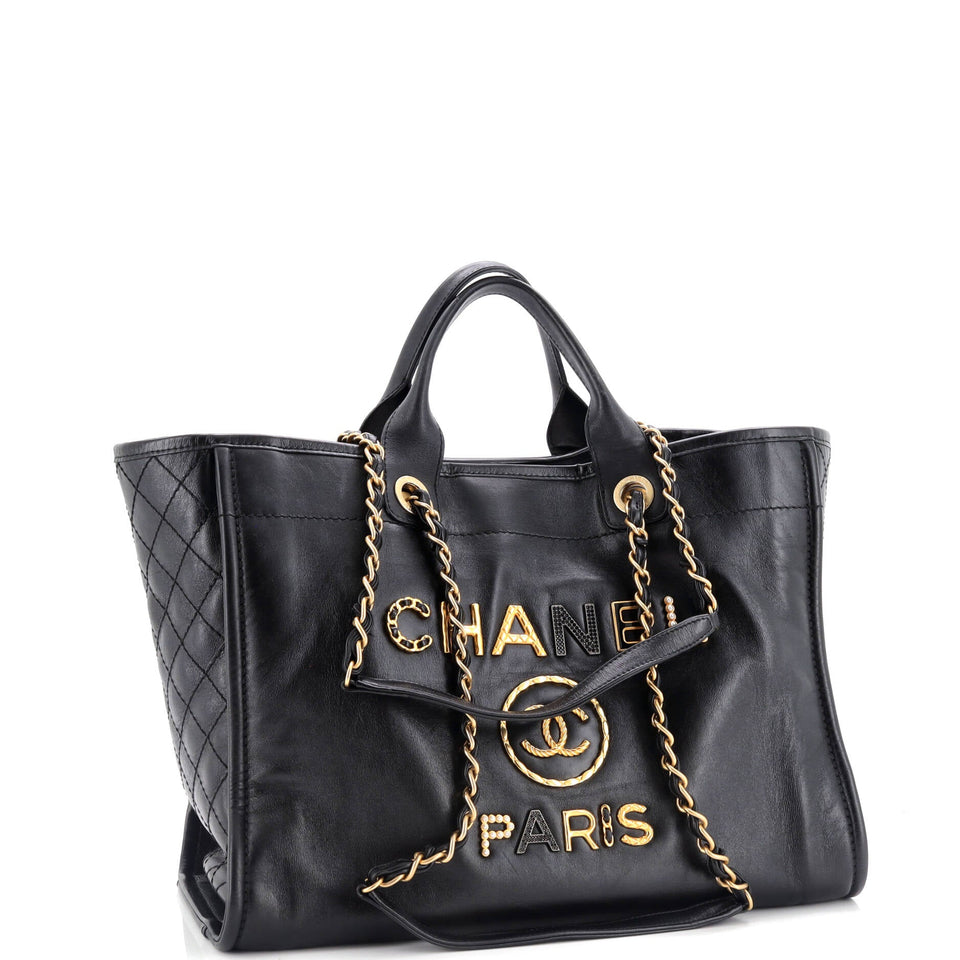 Deauville Tote Embellished Shiny Calfskin Medium