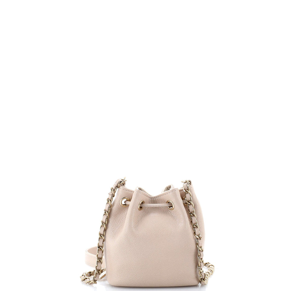Business Affinity Drawstring Bucket Bag Quilted Caviar Mini