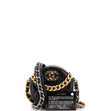 19 Round Clutch with Chain Quilted Leather