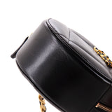 19 Round Clutch with Chain Quilted Leather