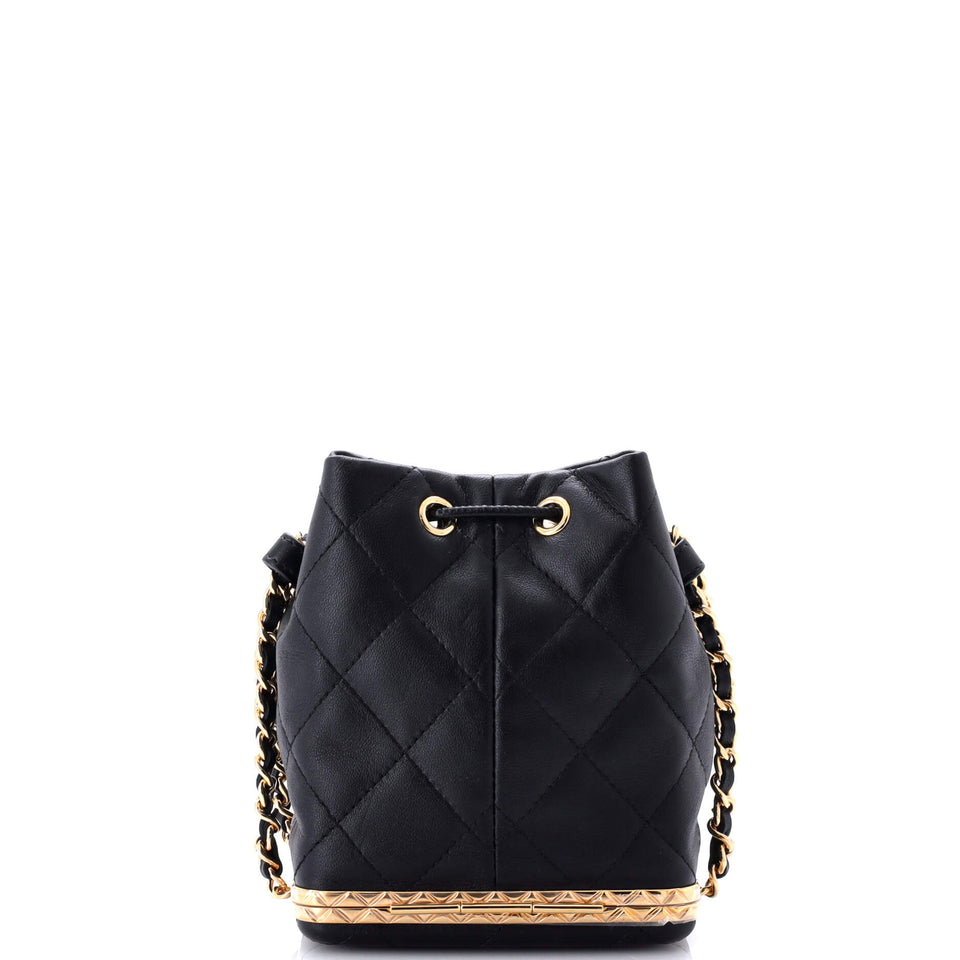 Lock Frame Bucket Bag with Chain Quilted Lambskin Small