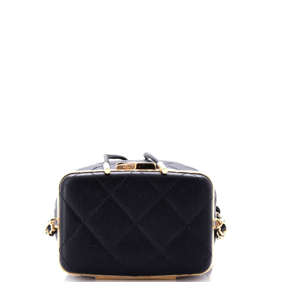 Lock Frame Bucket Bag with Chain Quilted Lambskin Small