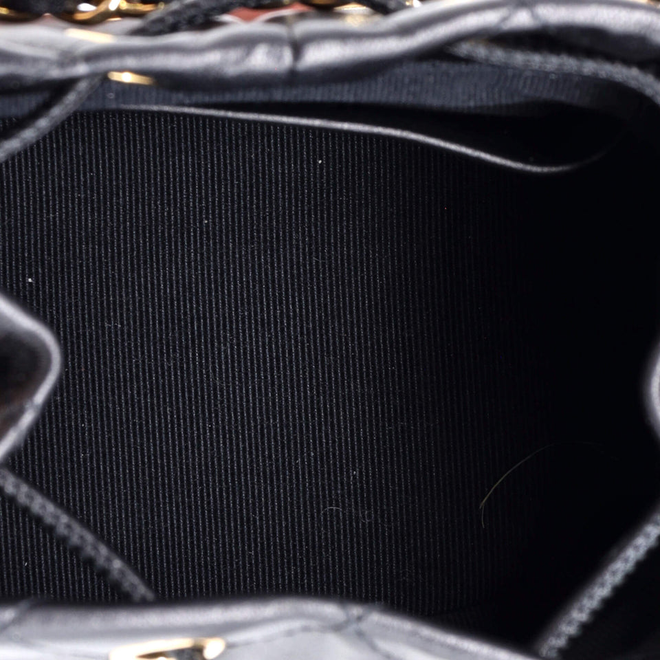 Lock Frame Bucket Bag with Chain Quilted Lambskin Small