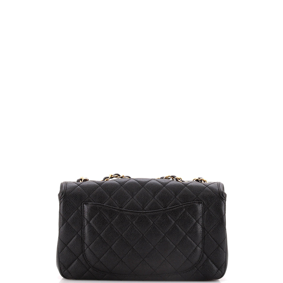 Filigree Flap Bag Quilted Caviar Medium