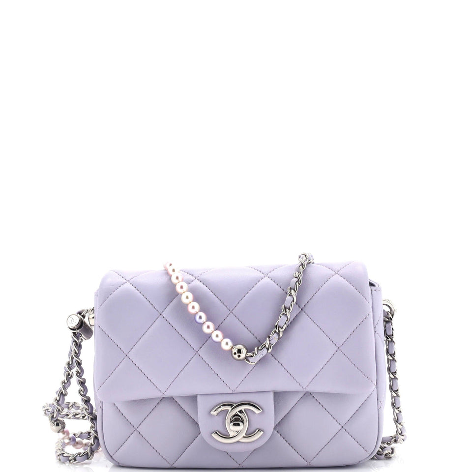 My Perfect Adjustable Chain Flap Bag Quilted Lambskin with Pearls Mini