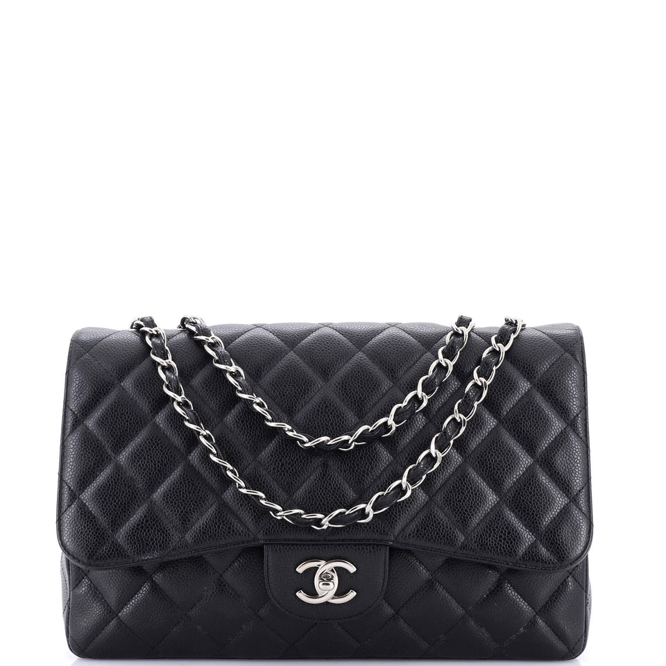 Classic Single Flap Bag Quilted Caviar Jumbo