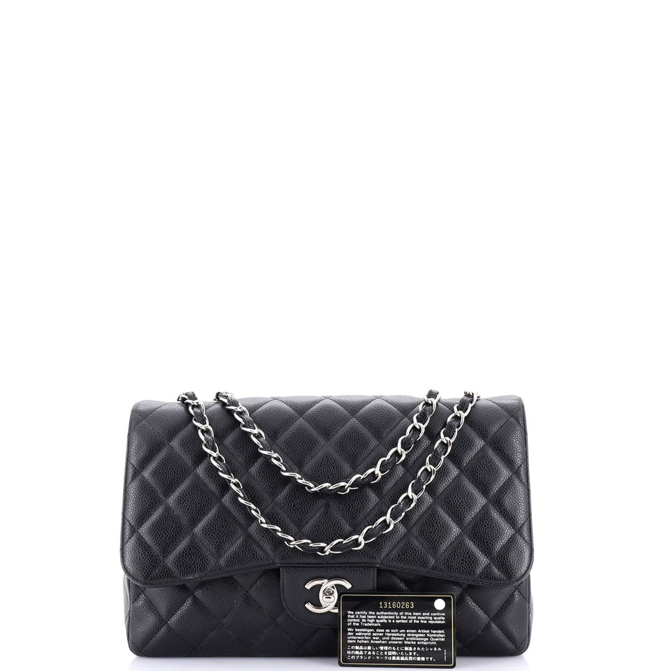 Classic Single Flap Bag Quilted Caviar Jumbo
