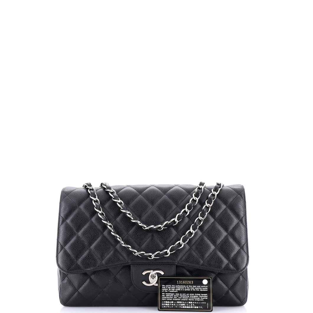Classic Single Flap Bag Quilted Caviar Jumbo