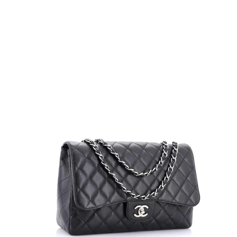 Classic Single Flap Bag Quilted Caviar Jumbo