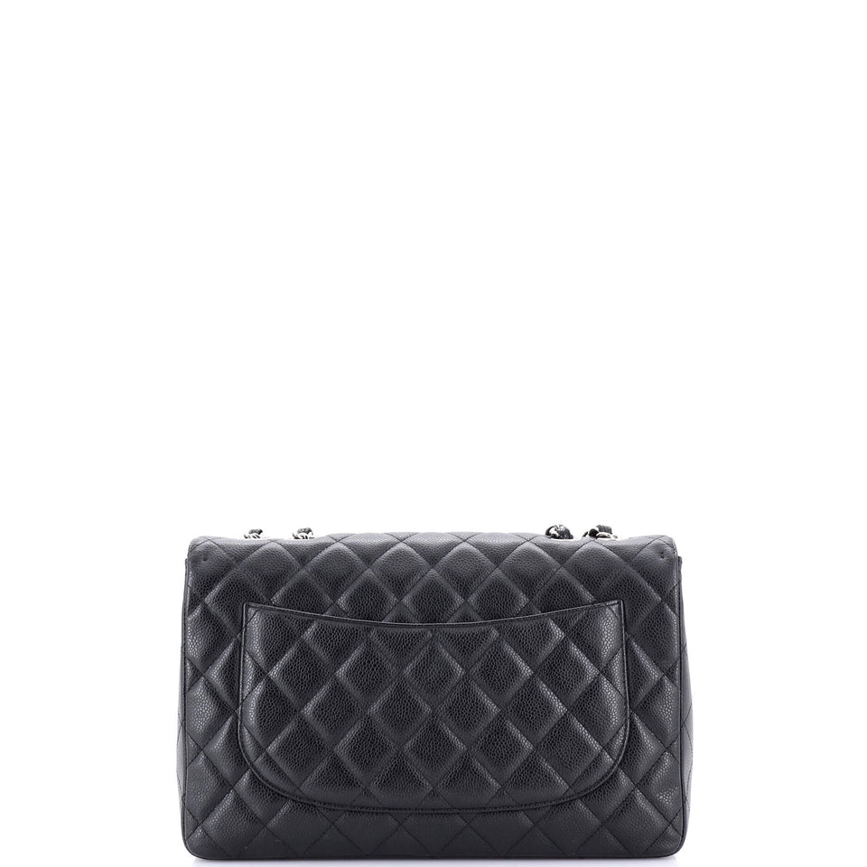 Classic Single Flap Bag Quilted Caviar Jumbo