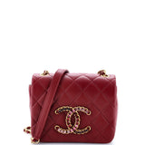 Crystal CC Full Flap Bag Quilted Lambskin Mini