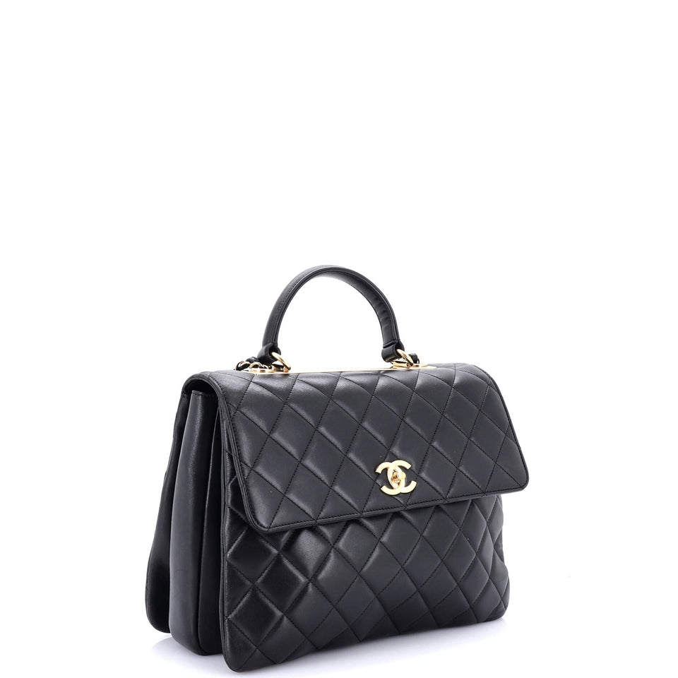 Trendy CC Top Handle Bag Quilted Lambskin Large