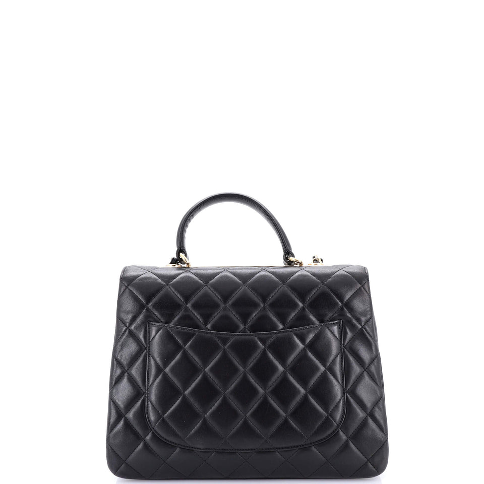 Trendy CC Top Handle Bag Quilted Lambskin Large