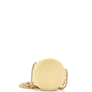 Crystal CC Round Clutch with Chain Quilted Lambskin