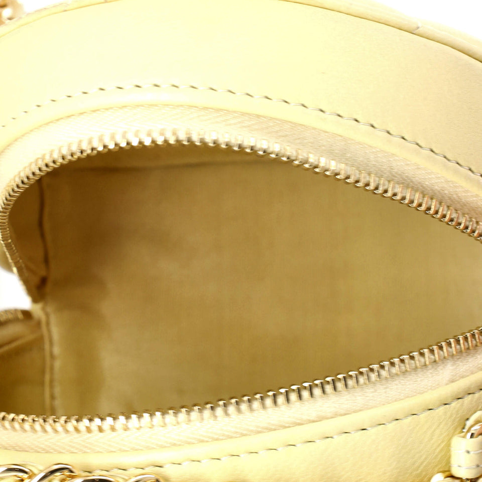 Crystal CC Round Clutch with Chain Quilted Lambskin
