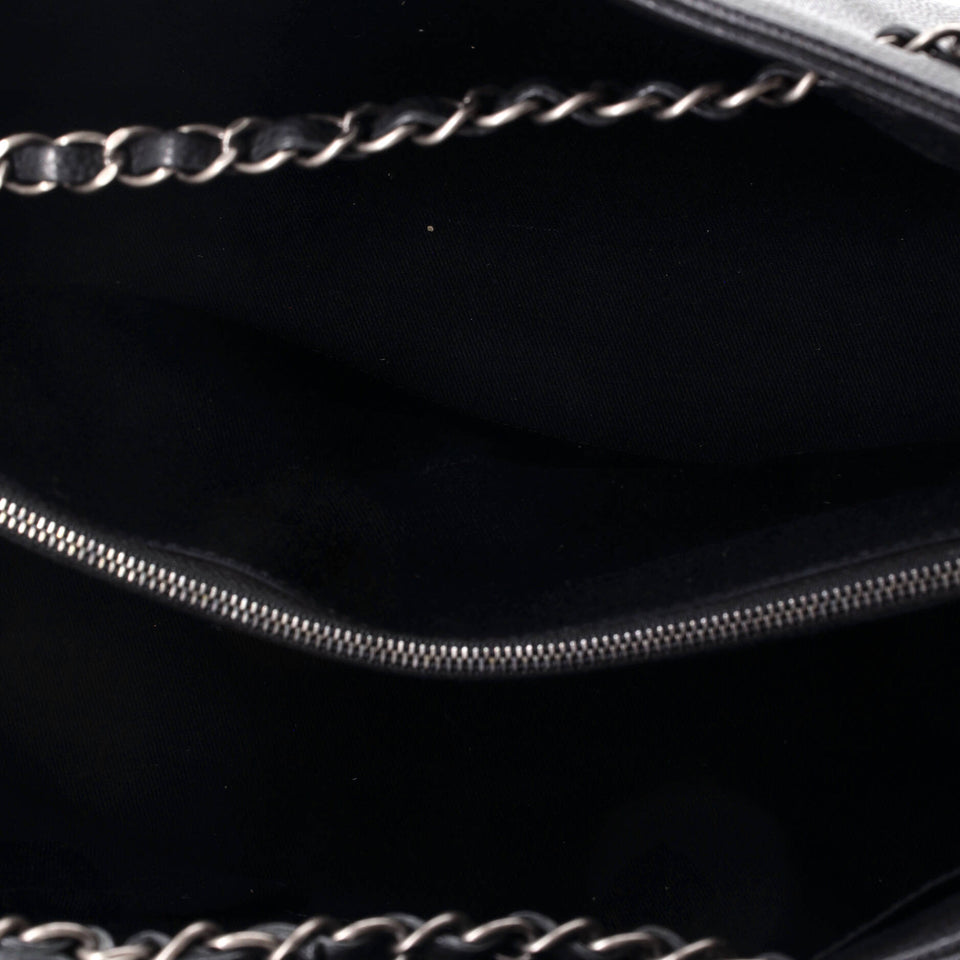 Woven Chain Shopping Tote Caviar Large