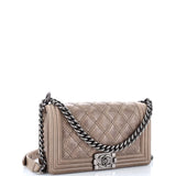 Double Stitch Boy Flap Bag Quilted Calfskin Old Medium