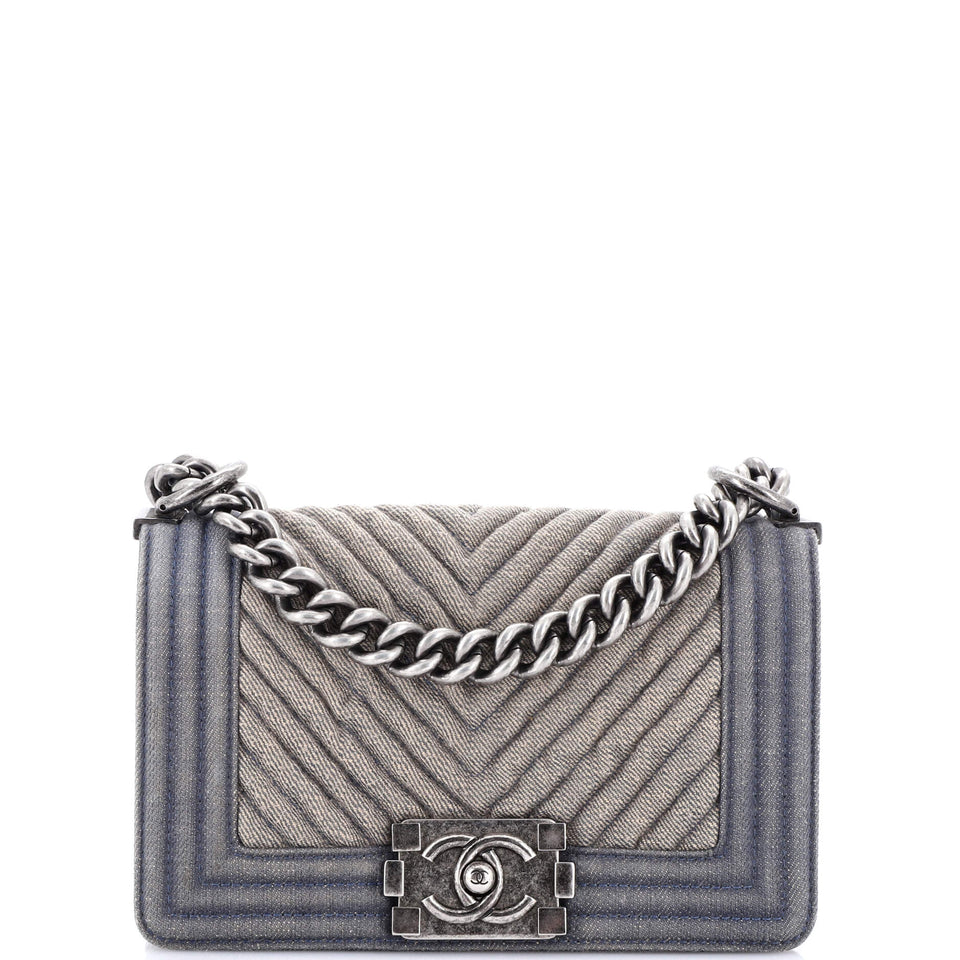 Boy Flap Bag Chevron Denim Small