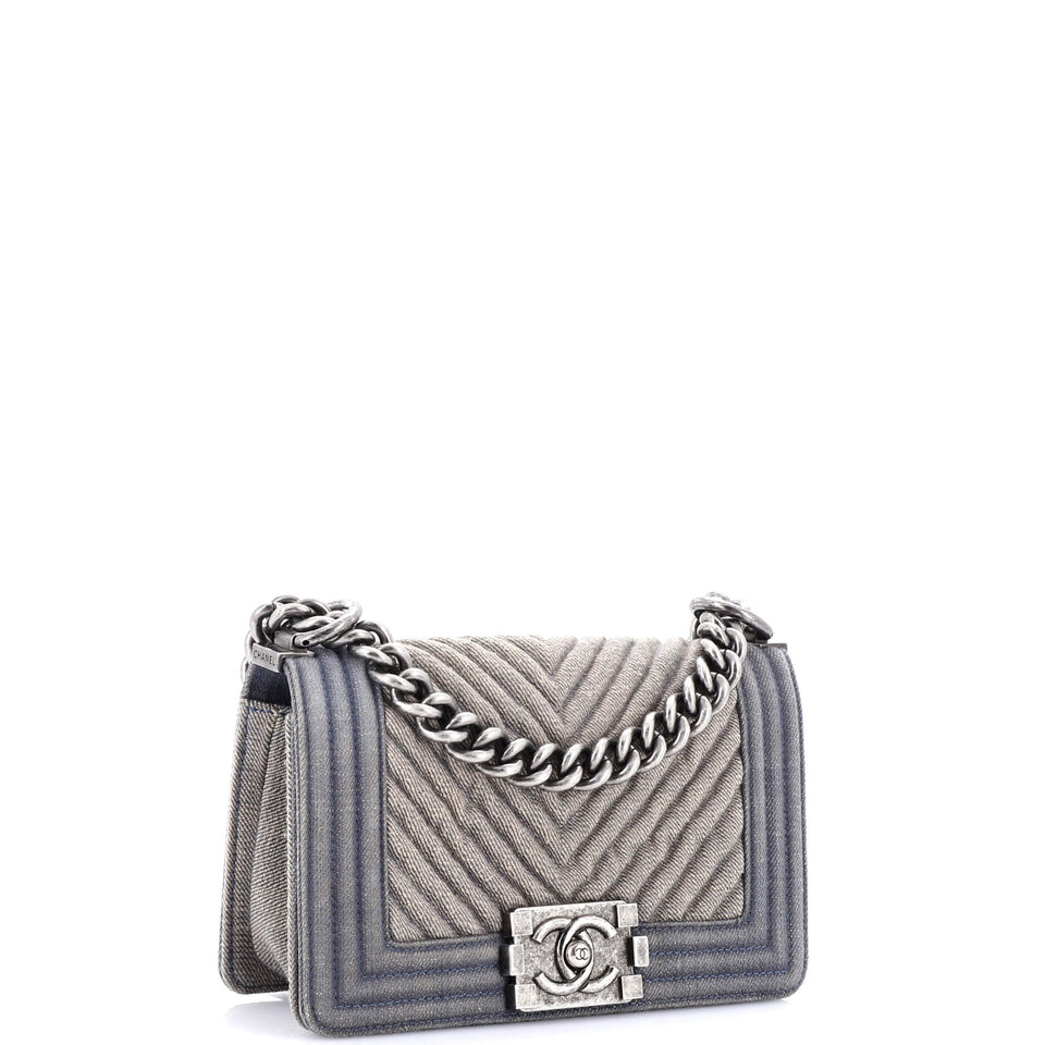 Boy Flap Bag Chevron Denim Small