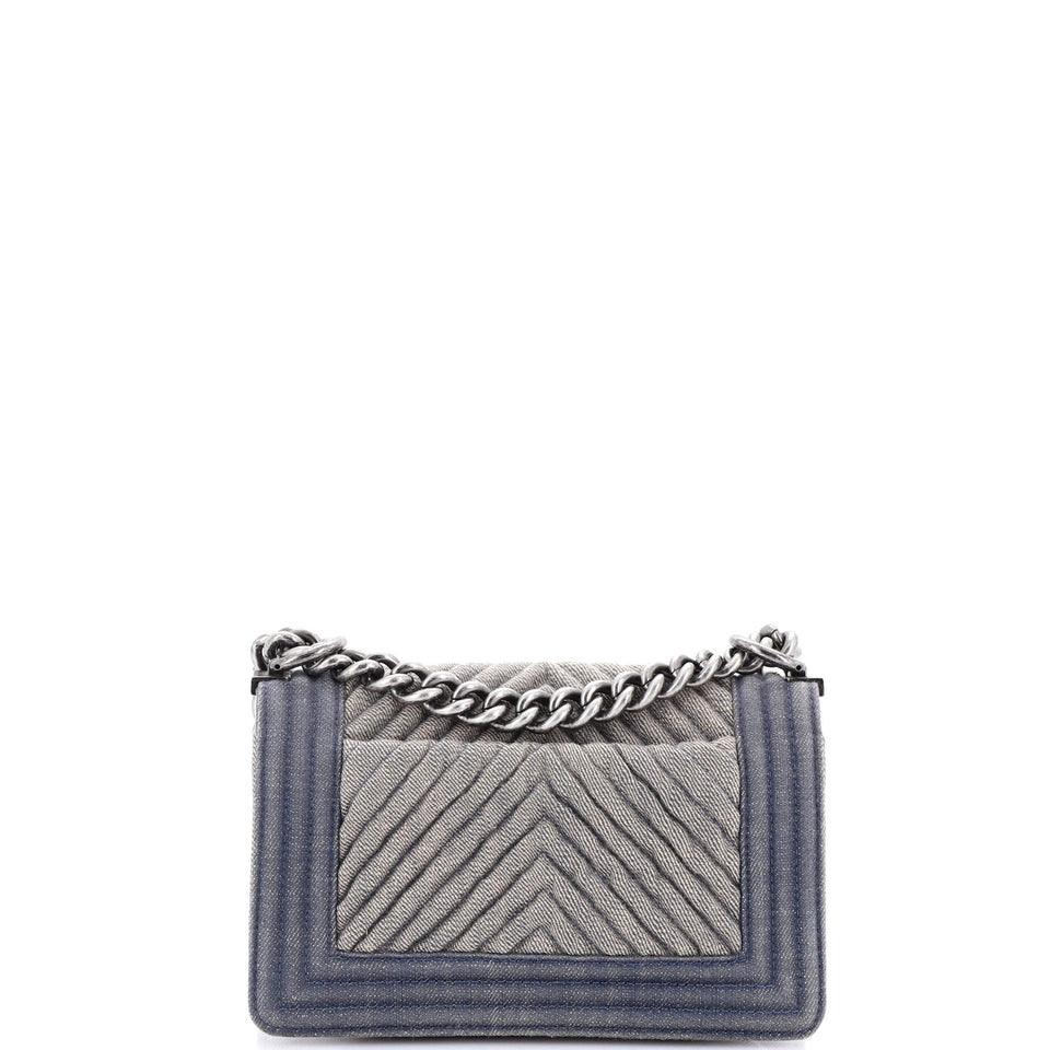 Boy Flap Bag Chevron Denim Small