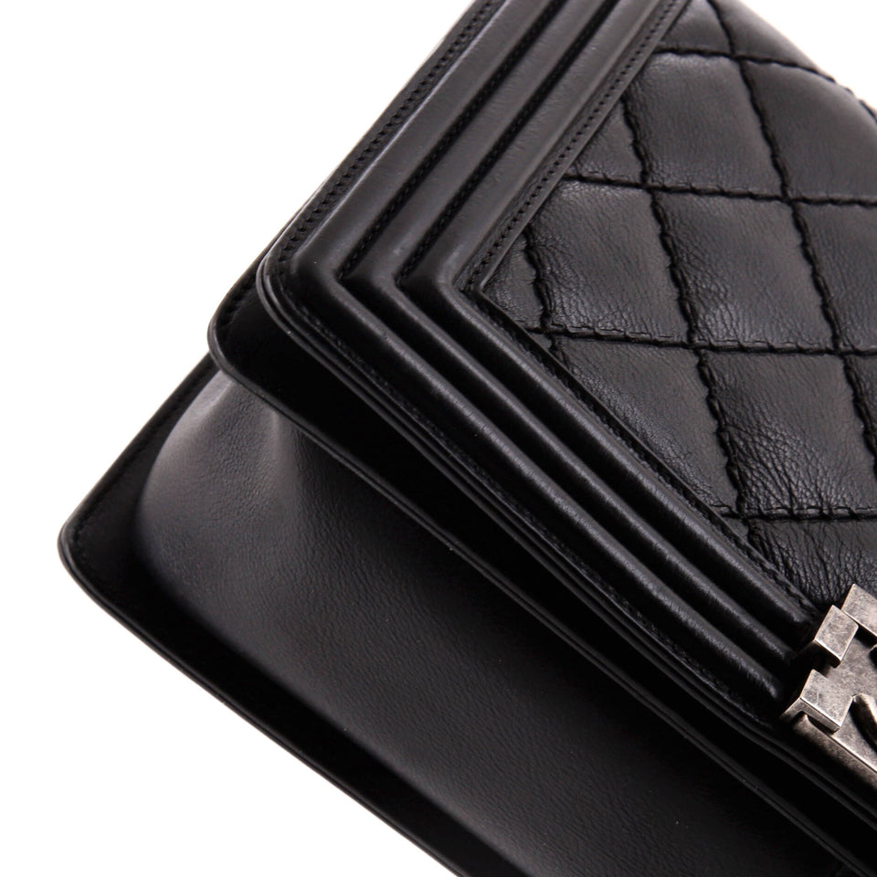 Stitch Boy Flap Bag Quilted Calfskin New Medium