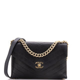 Coco Chevron Flap Bag Stitched Calfskin Small