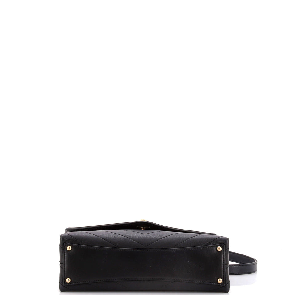 Coco Chevron Flap Bag Stitched Calfskin Small