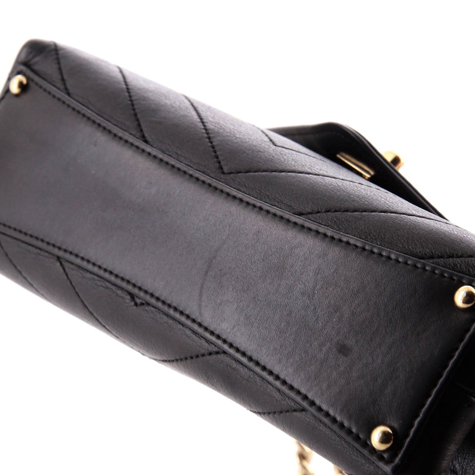 Coco Chevron Flap Bag Stitched Calfskin Small