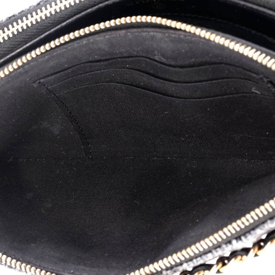 Deauville Double Zip Clutch with Chain Raffia