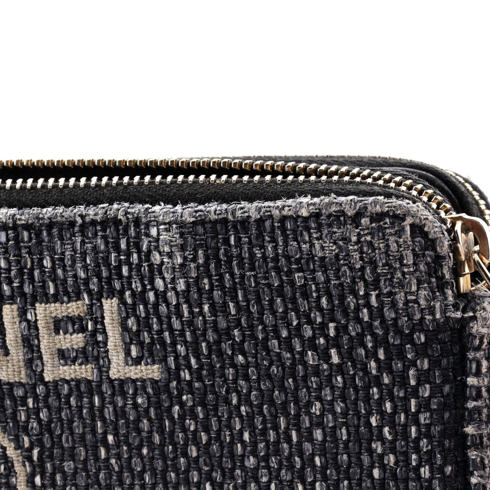 Deauville Double Zip Clutch with Chain Raffia