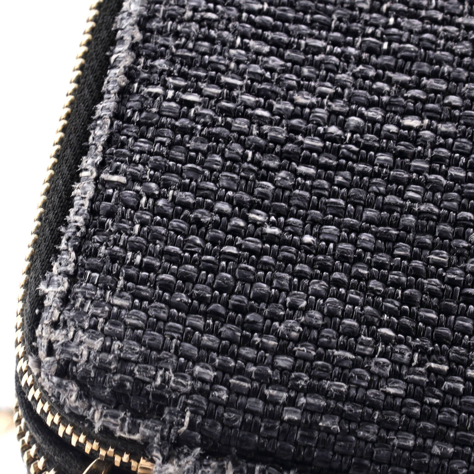 Deauville Double Zip Clutch with Chain Raffia