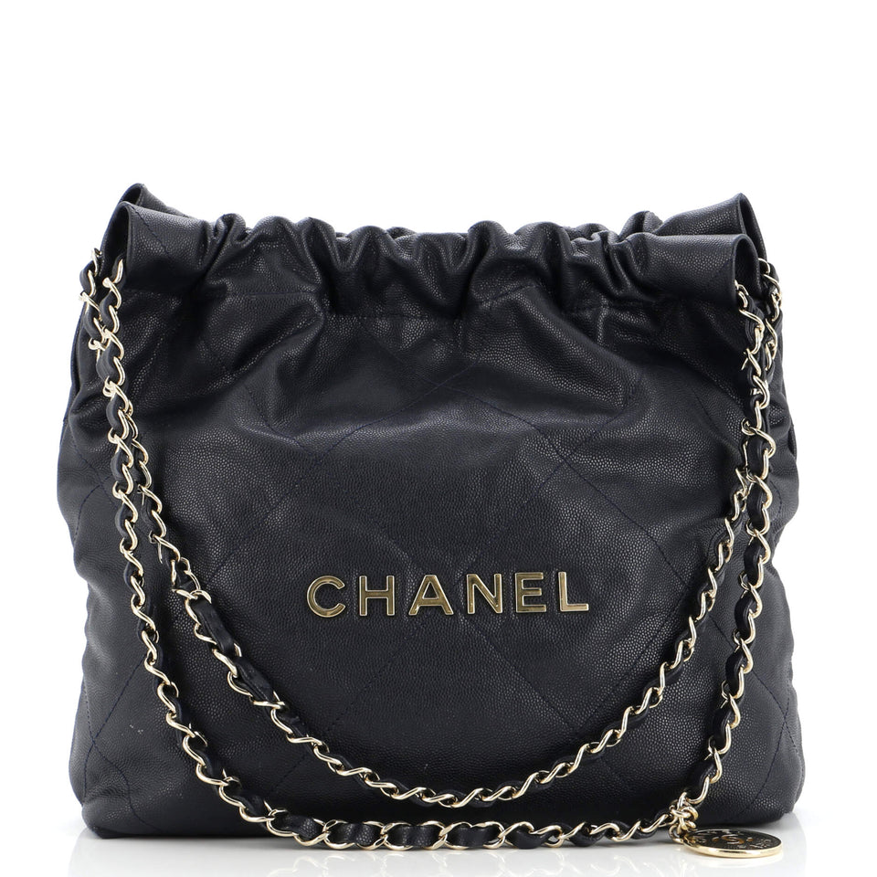 22 Chain Hobo Quilted Caviar Small