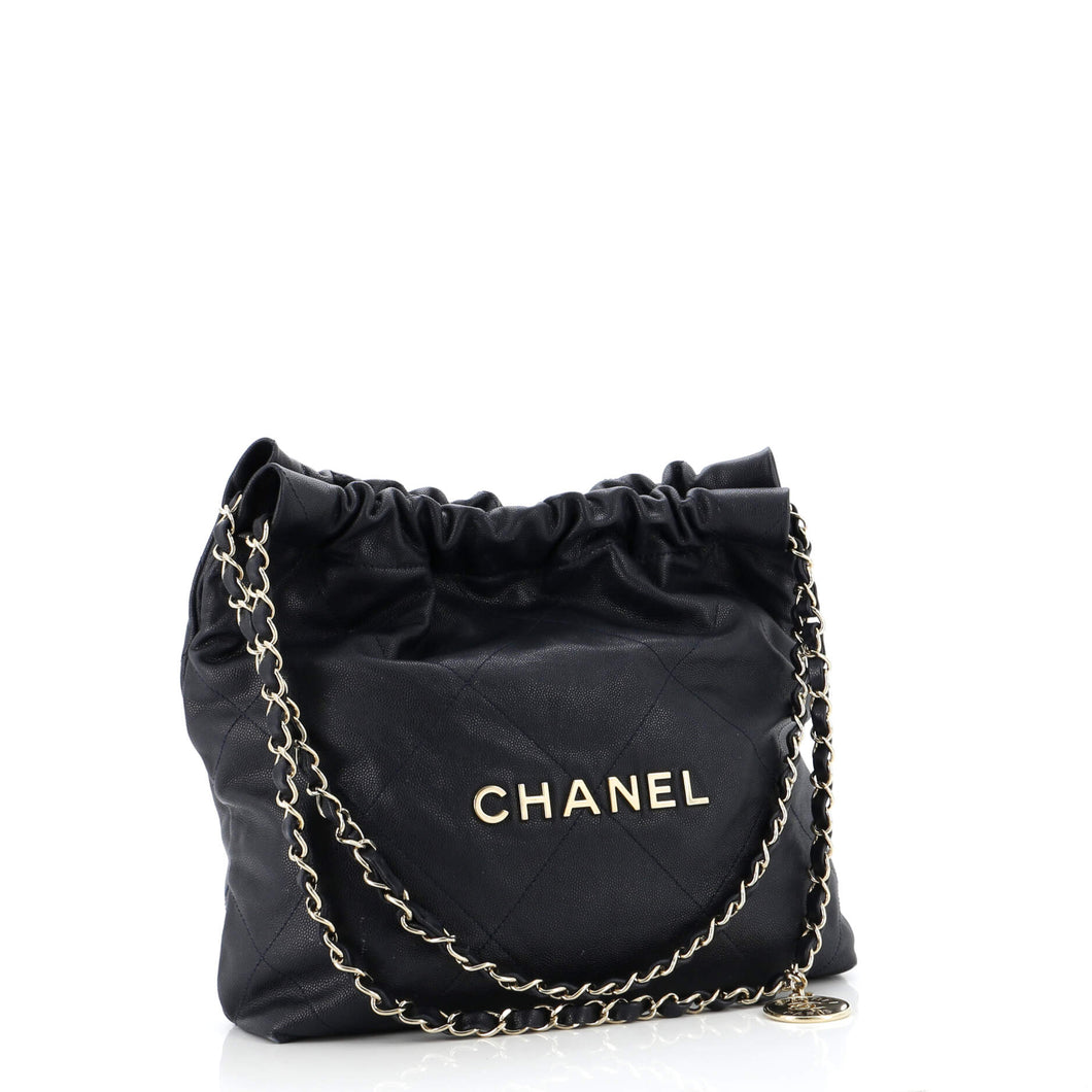 22 Chain Hobo Quilted Caviar Small