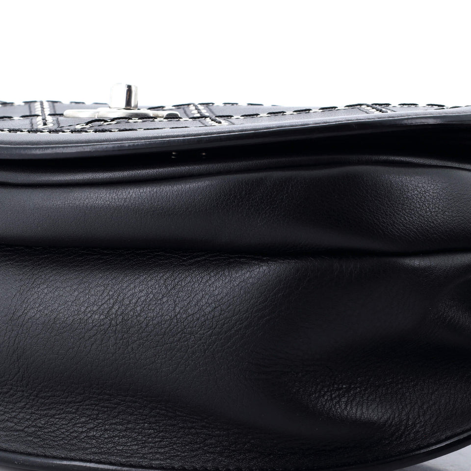 Coco Eyelets Round Flap Bag Quilted Calfskin Small