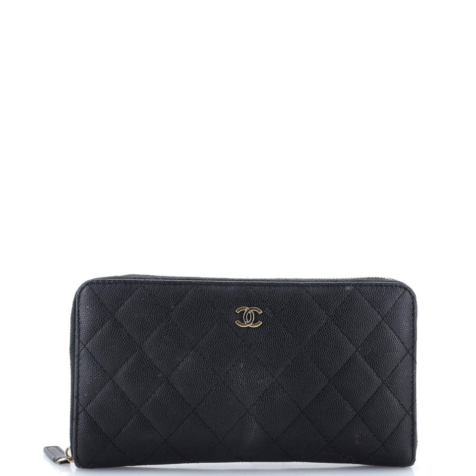 Zip Around Organizer Wallet Quilted Caviar Large