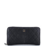 Zip Around Organizer Wallet Quilted Caviar Large