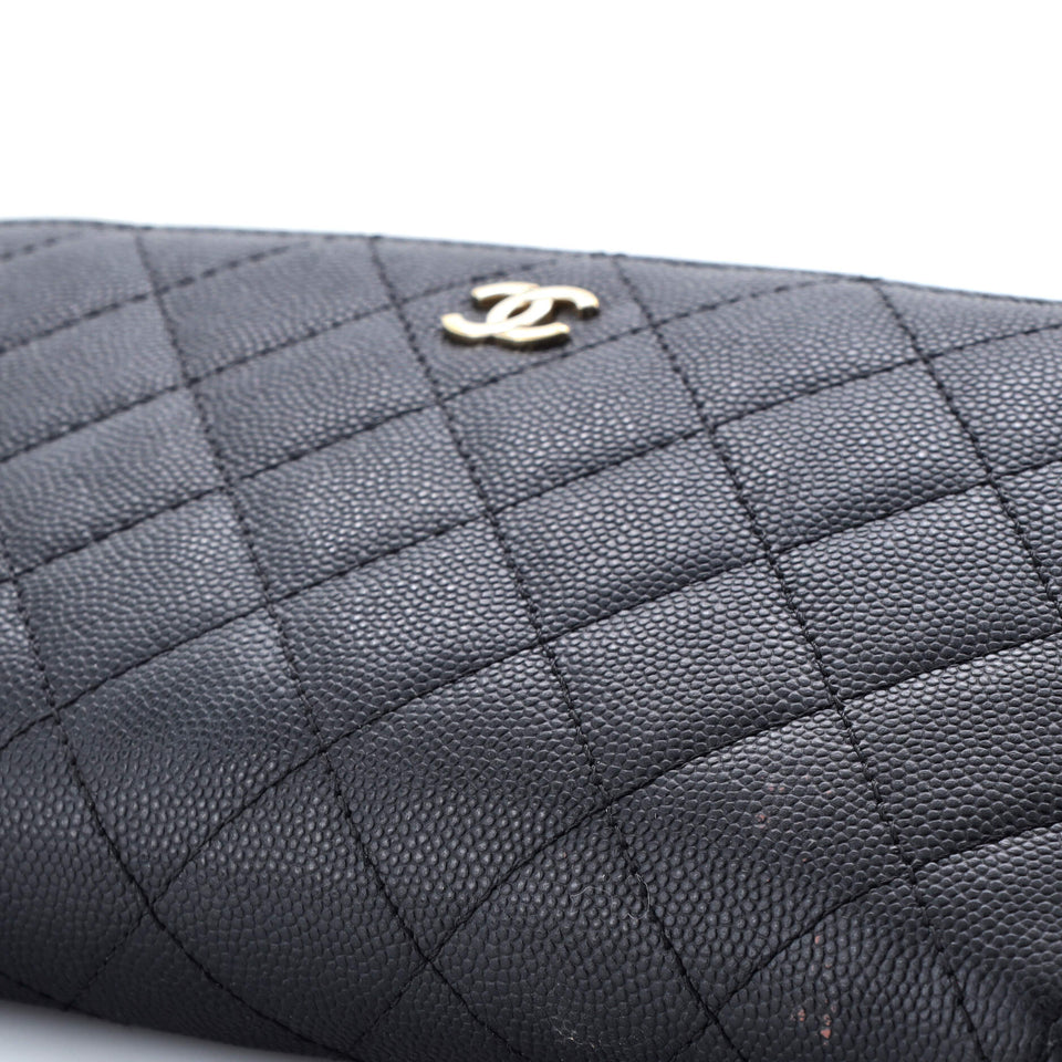 Zip Around Organizer Wallet Quilted Caviar Large
