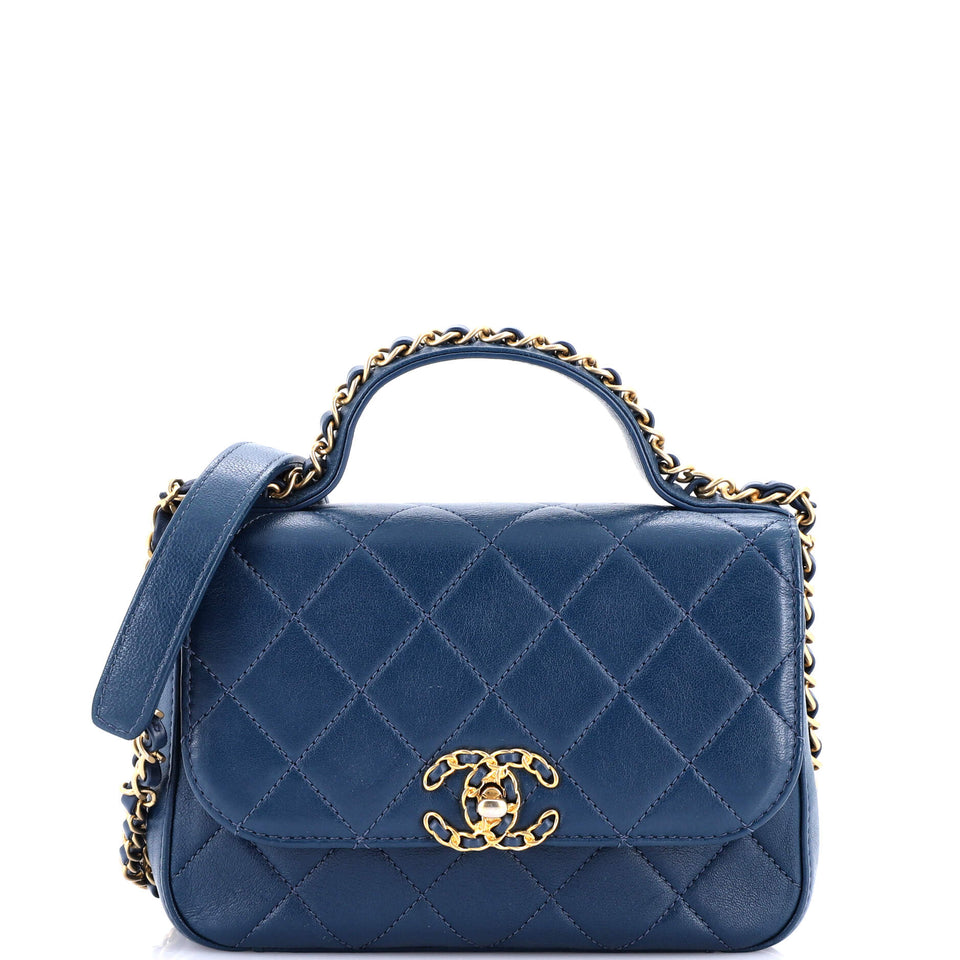 Chain Infinity Top Handle Bag Quilted Lambskin Mini